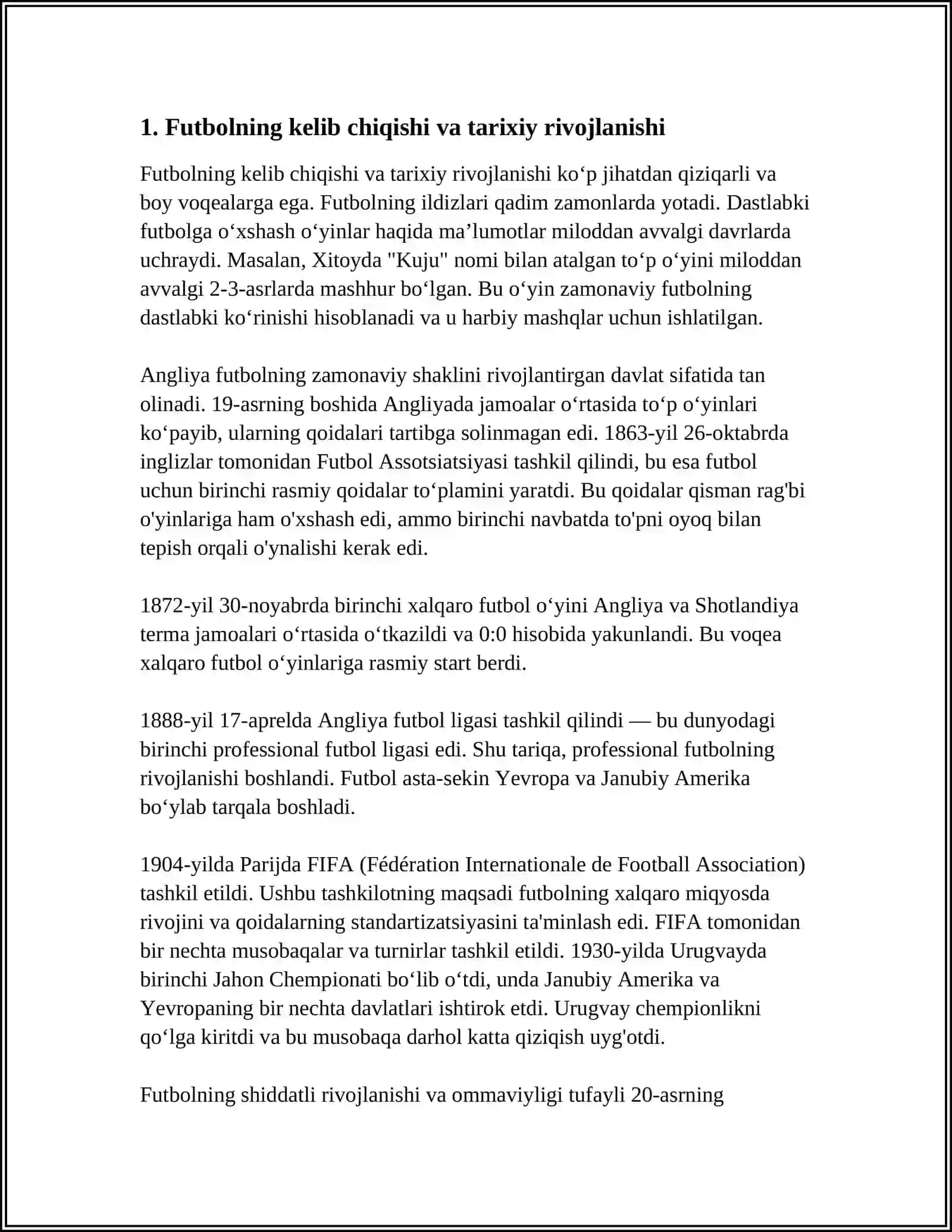 FUTBOL(TARIXI, QOIDALARI,OLIMPIYA OʻYINLARI,JAHON CHEMPIONATLARI) 3