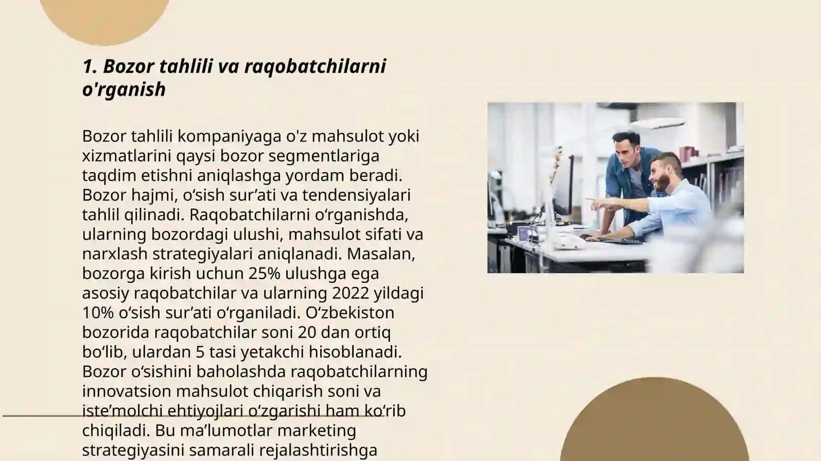 Bozor tahlili va raqobatchilarni o'rganish 3