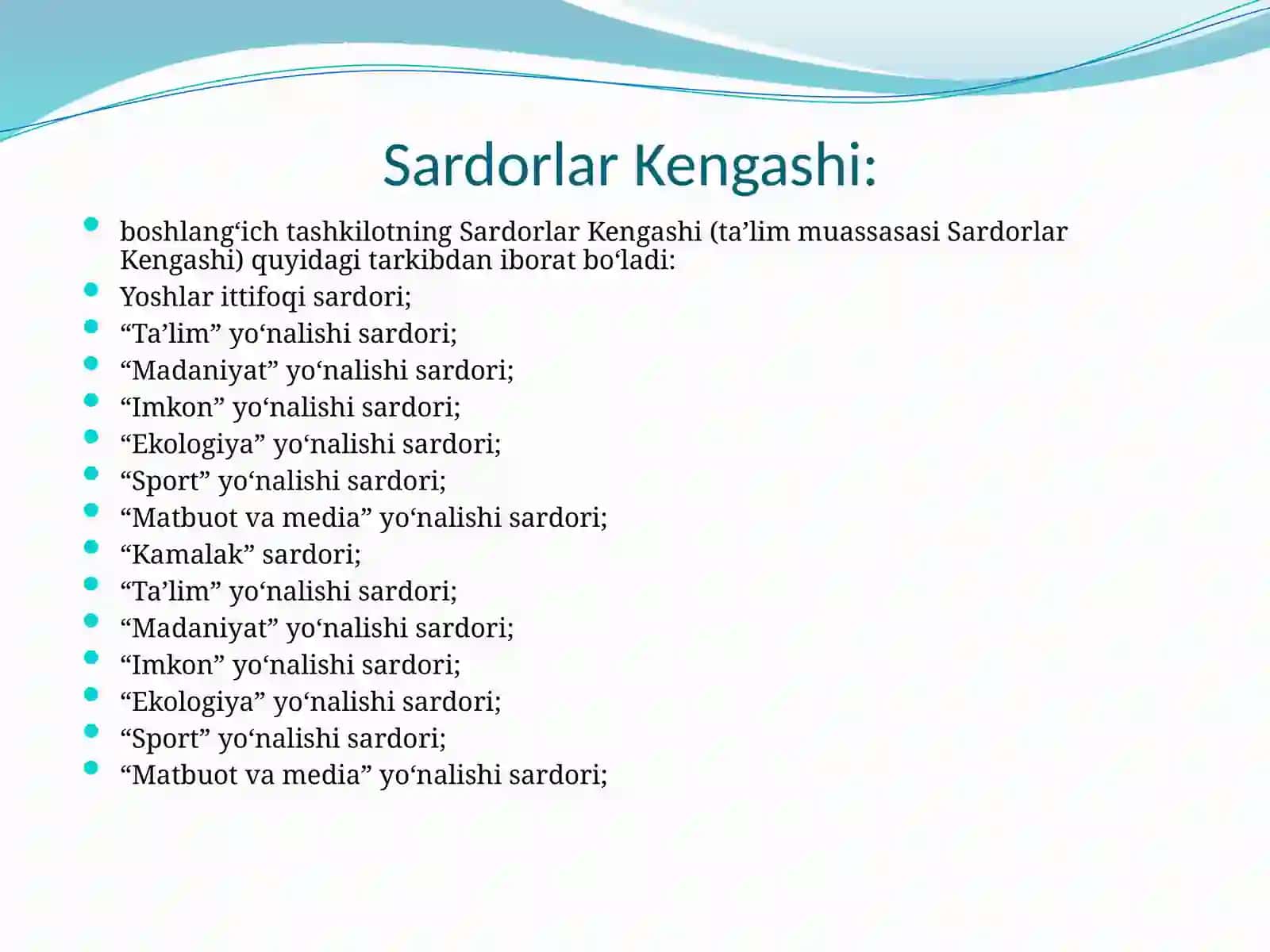 Umumiy o‘rta ta’lim muassasalarida Sardorlar Kengashi 3