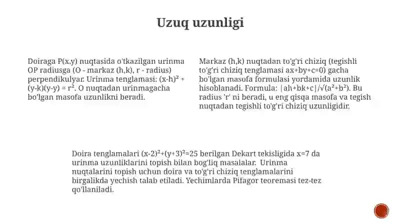 Toʻgʻri chiziq va aylana kesishmasi 3
