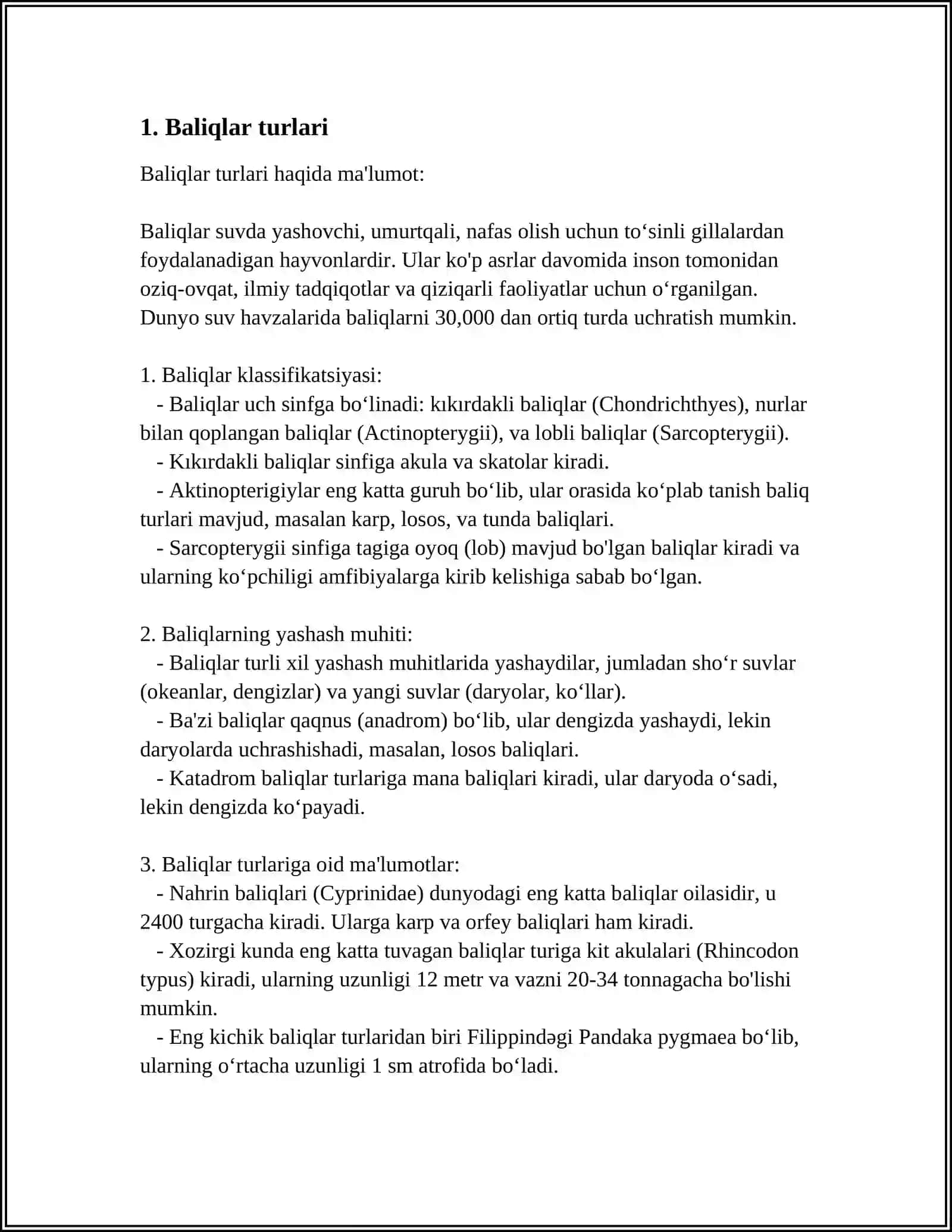 REFERAT Mavzu: BALIQLAR 3