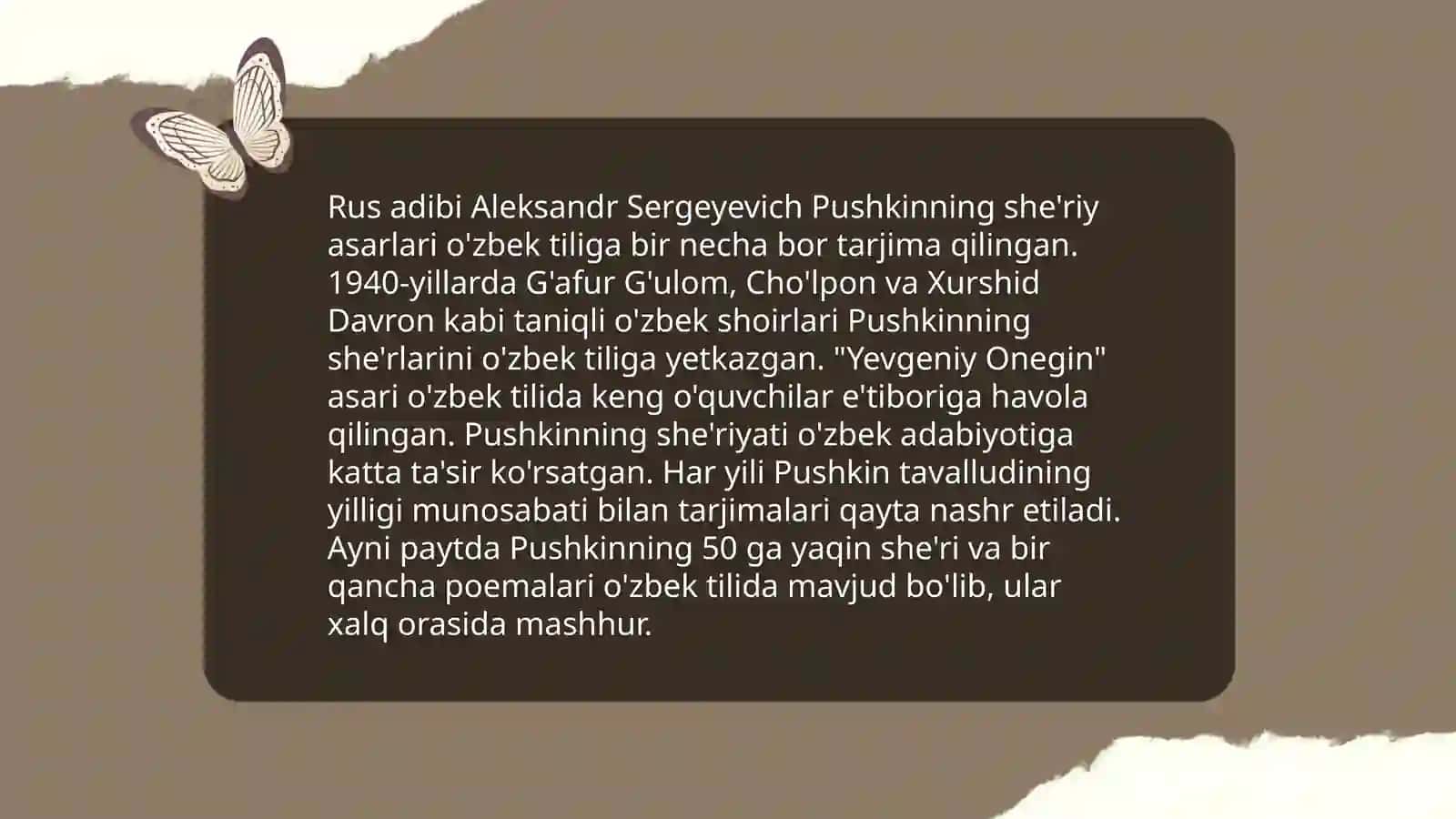 A.S. Pushkin asarlari tarjimasi 3