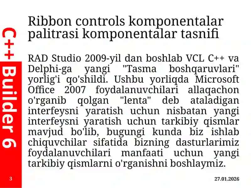 Ribbon controls komponentalari bilan ishlash 3