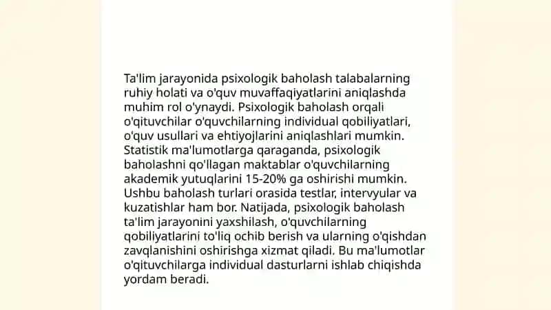 Ta'limni psixologik baholash xizmatlar 3