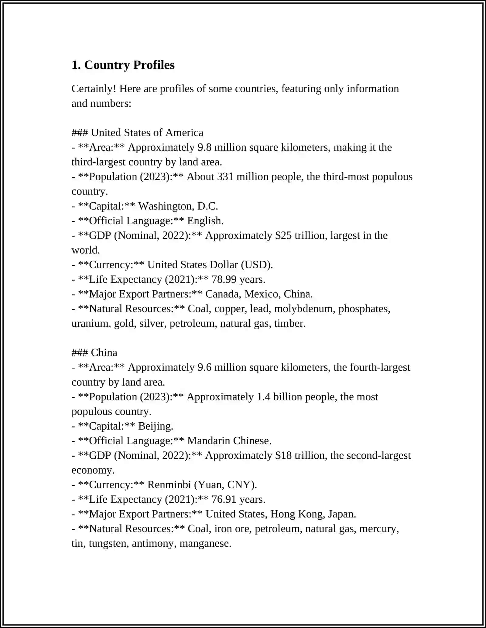 Country Profiles: United States of America 3