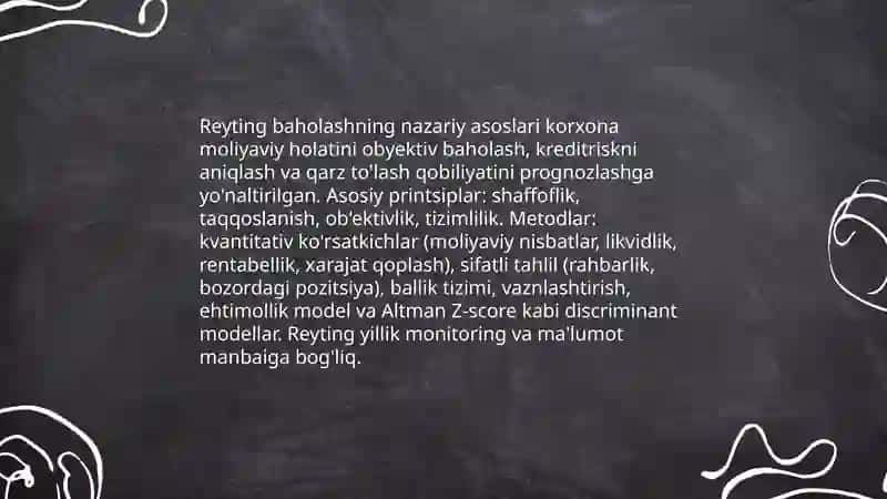 Korxona moliyaviy holatini reyting baholash 3
