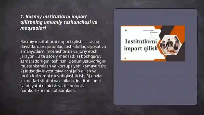 Rasmiy Institutlarni Import Qilish 3