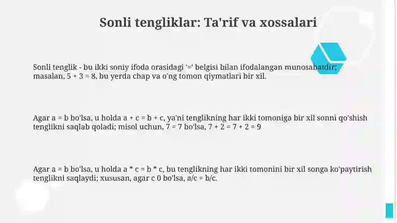 Sonli tenglik va tengsizlik 3
