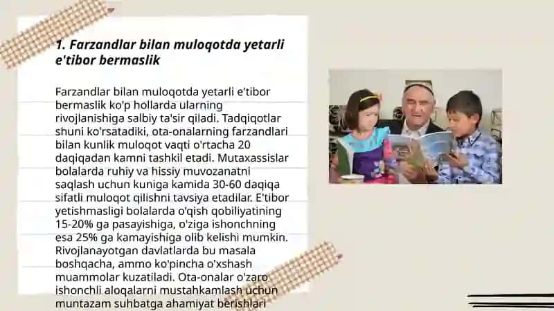 Farzandlar bilan muloqotda yetarli e'tibor bermaslik 3