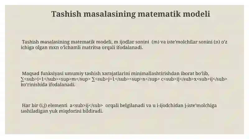 Tashish masalasining matematik modeli 3