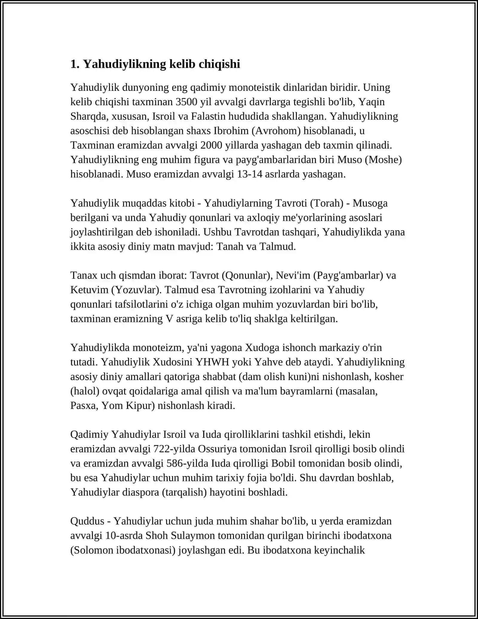 YAHUDIYLIK TA'LIMOTI, AN'ANA VA MAROSIMLARI 3