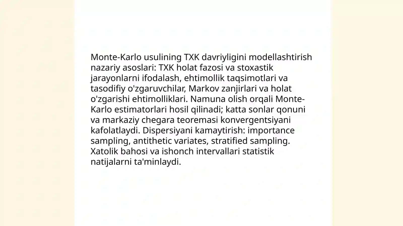 TXK davriyligini taqlidiy (imitatsion) modellashtirish (monte-karlo) usuli 3