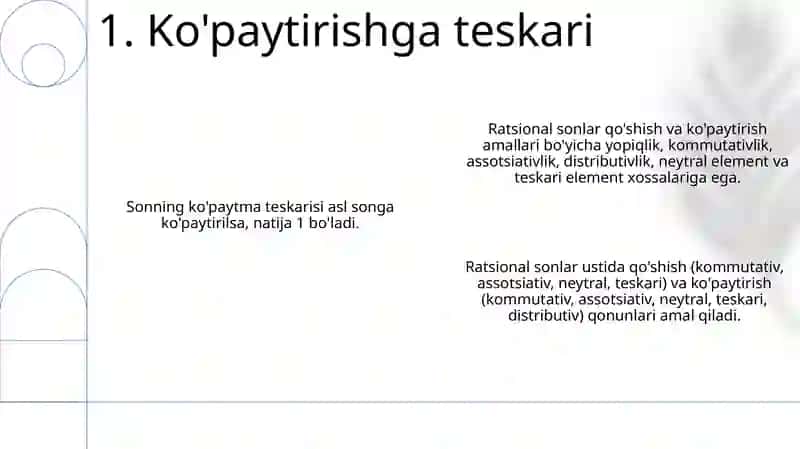 Qo'shish va ko'paytirish qonunlari 3