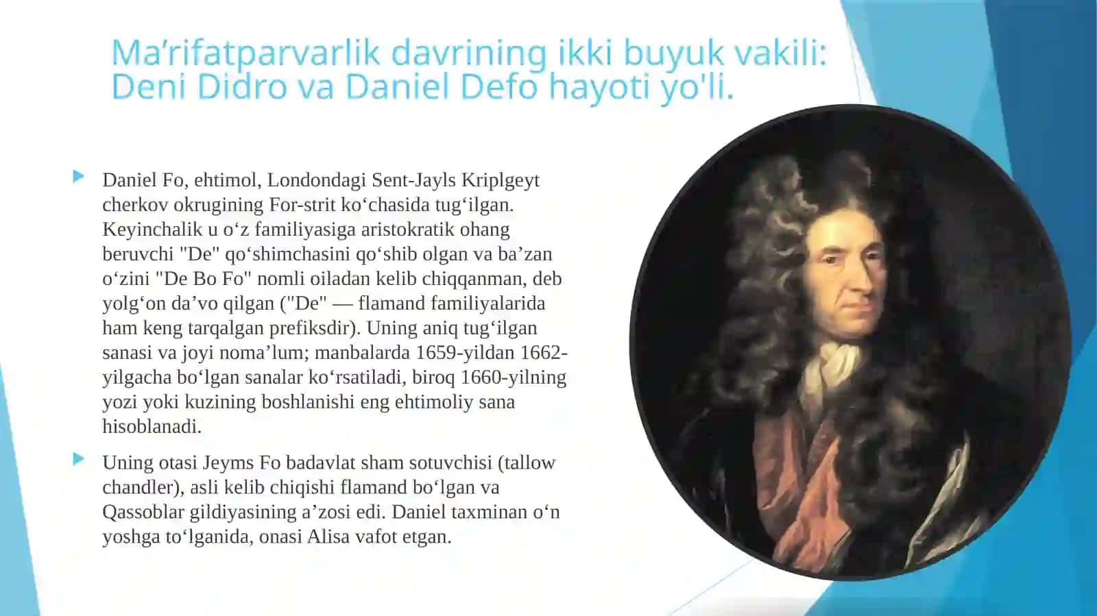 Deni Didro va Daniel Defo merosining jahon madaniyati rivojidagi o‘rni 3