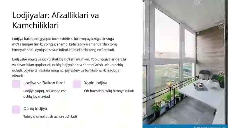 Balkon, Lodjiya, Erker va Ayvon Konstruksiyalari 3