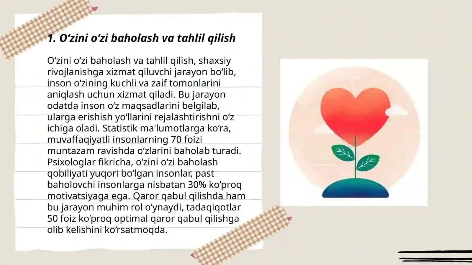 O‘zini o‘zi baholash va tahlil qilish 3