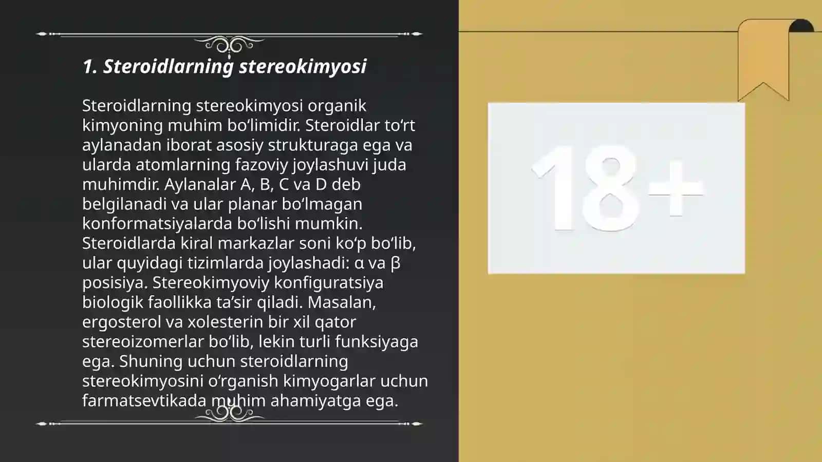 Steroidlar va terpenlarning stereokimyosi 3
