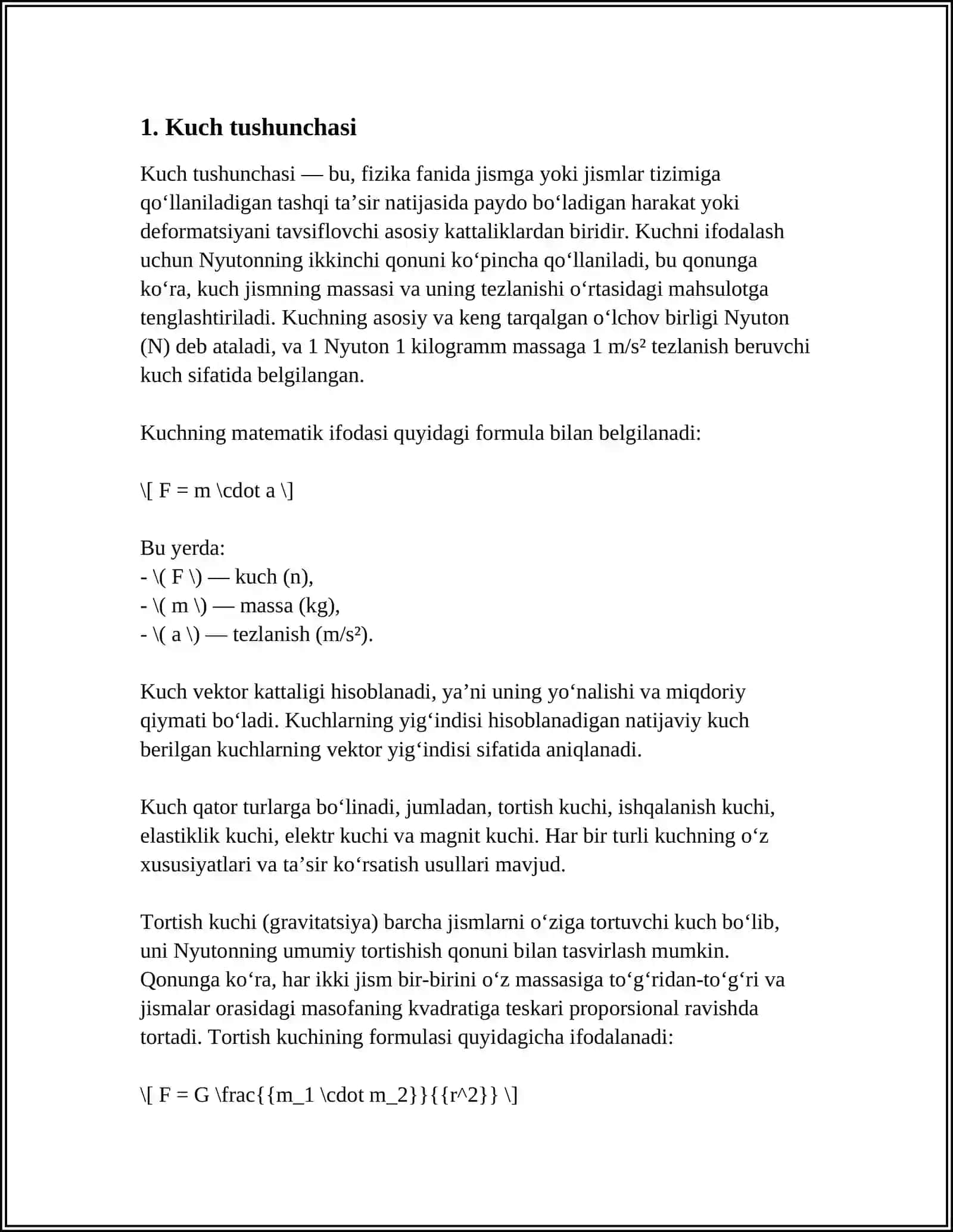 NYUTONNING IKKINCHI QONUNI 3