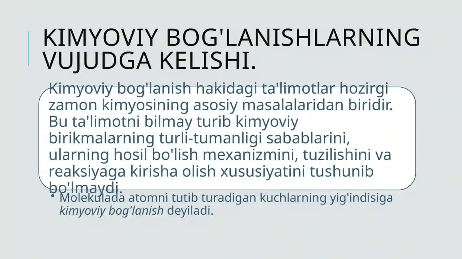 Molekula tuzulishi. Kimyoviy bog‘lanish 3