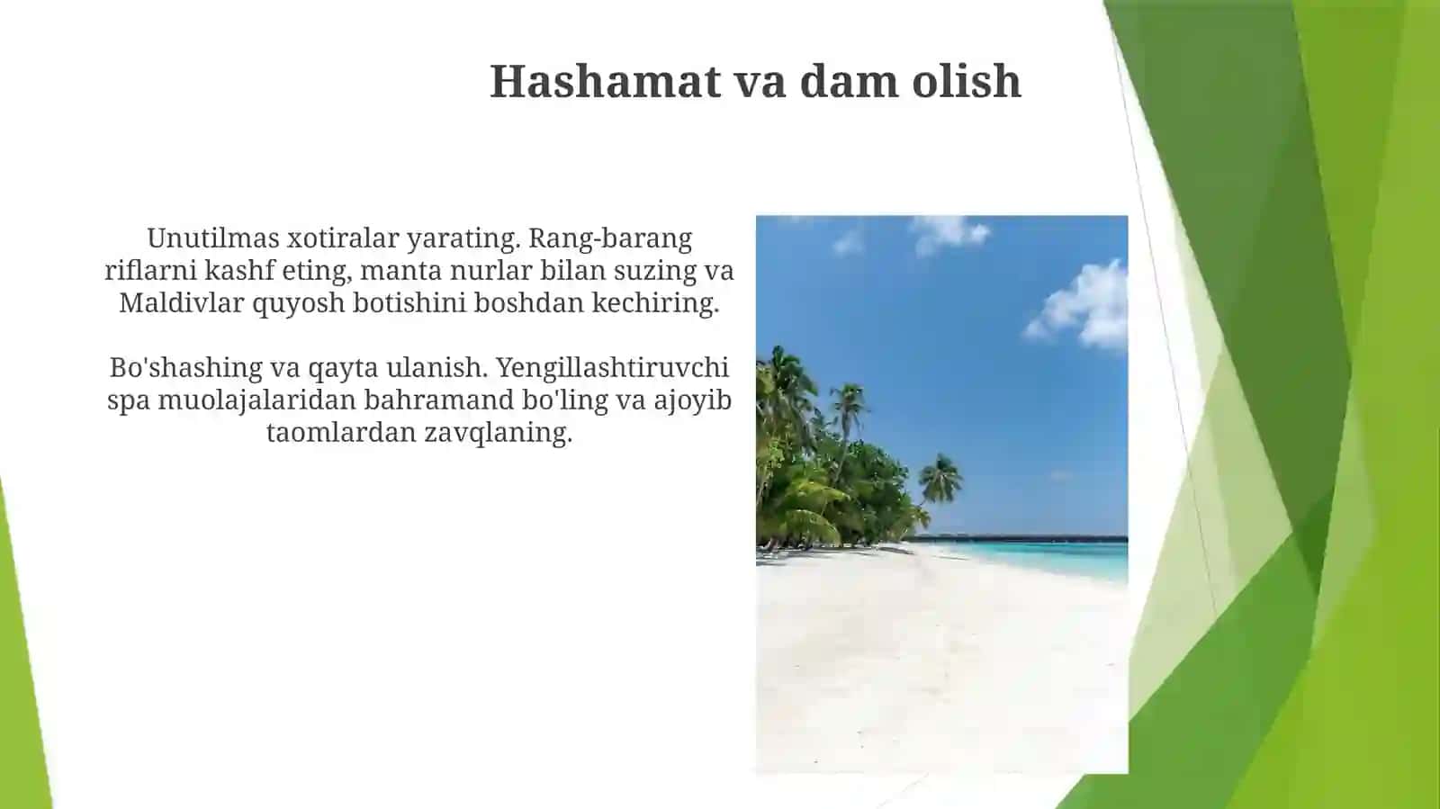 Maldiv orollari turizm reklamasi 3