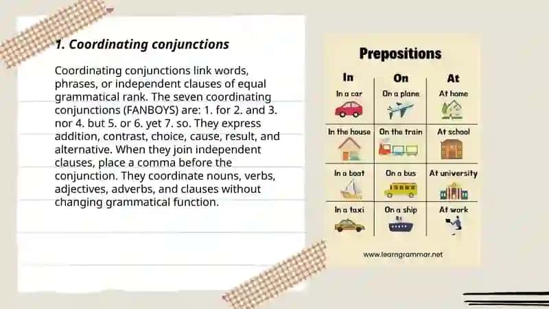 The Functional Parts of Speech (conjunction, preposition, determiners and auxiliary verbs) 3