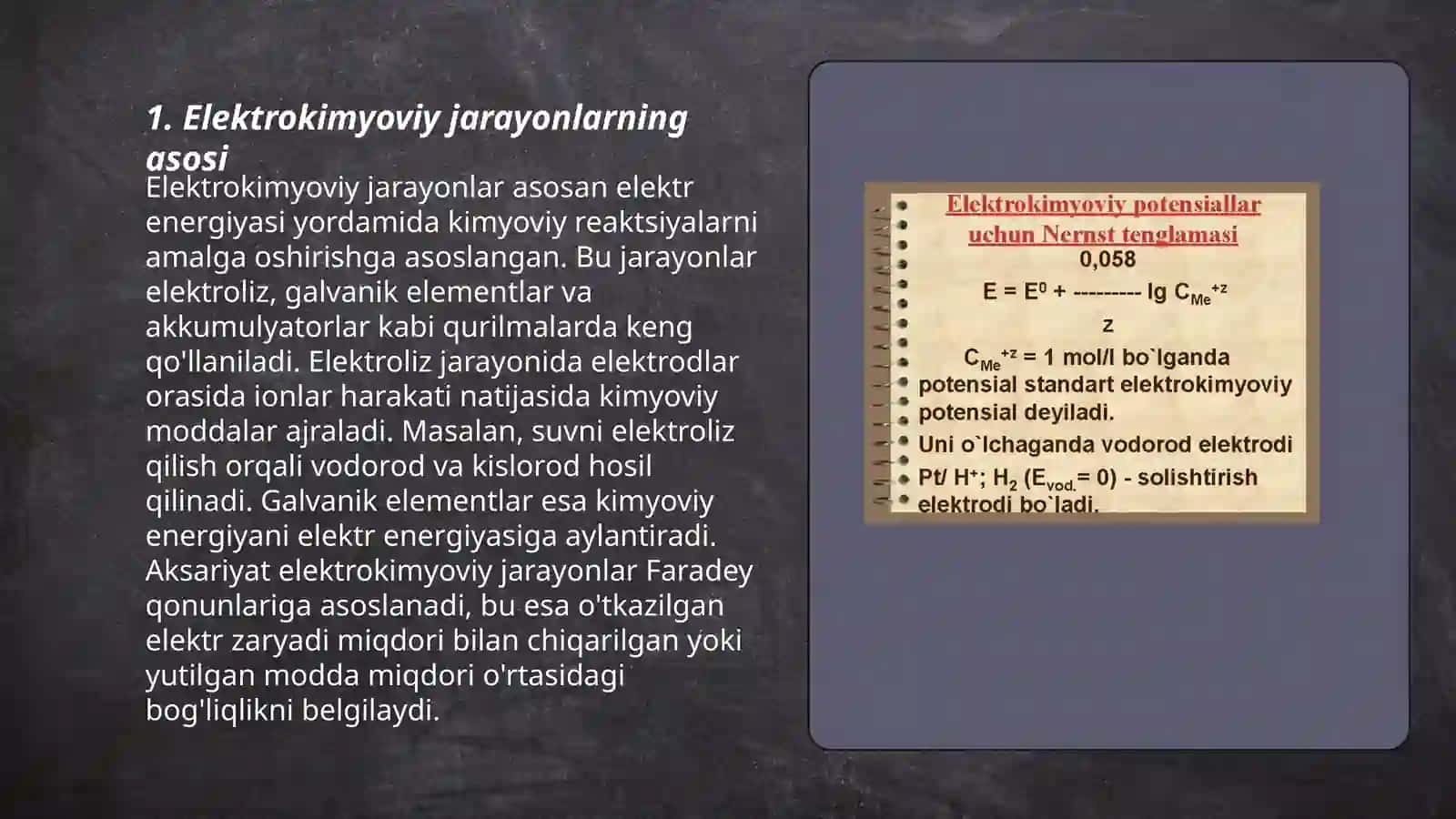 Elektrokimyoviy jarayonning umumiy tasnifi 3