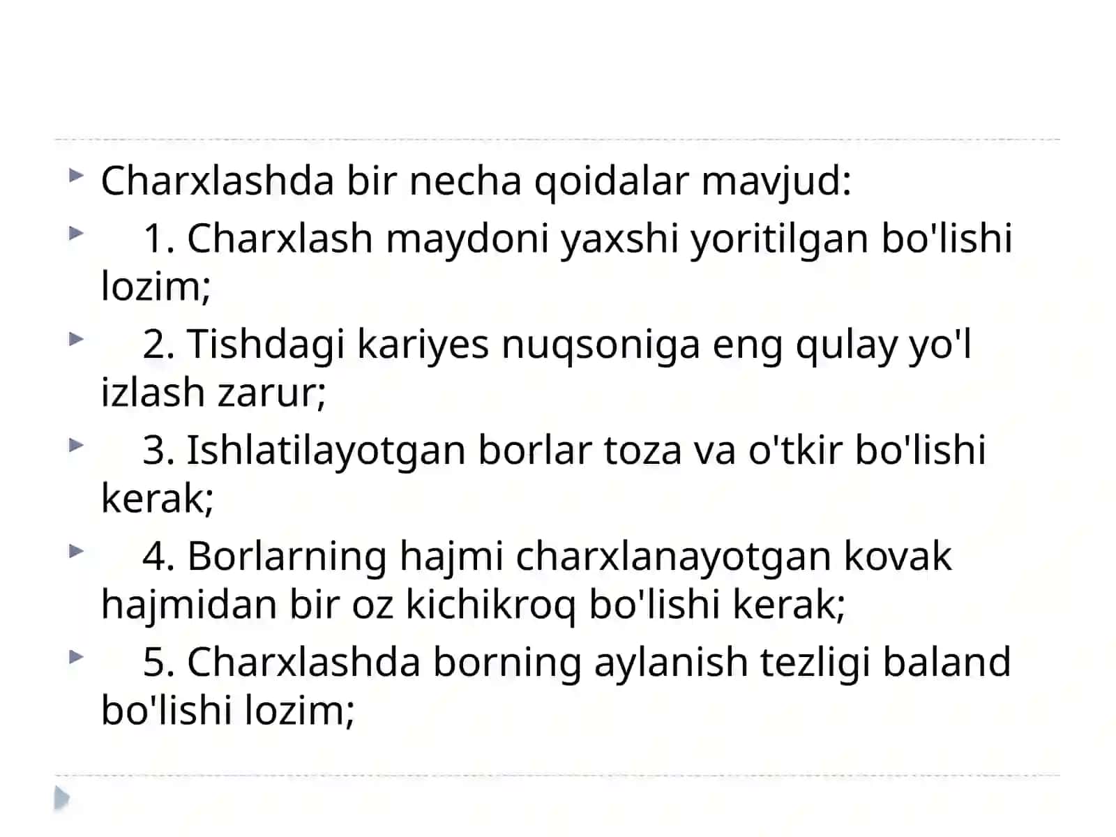 Blek bo’yicha 1sinfli karioz kovaklarni restavratsiya qilish 3