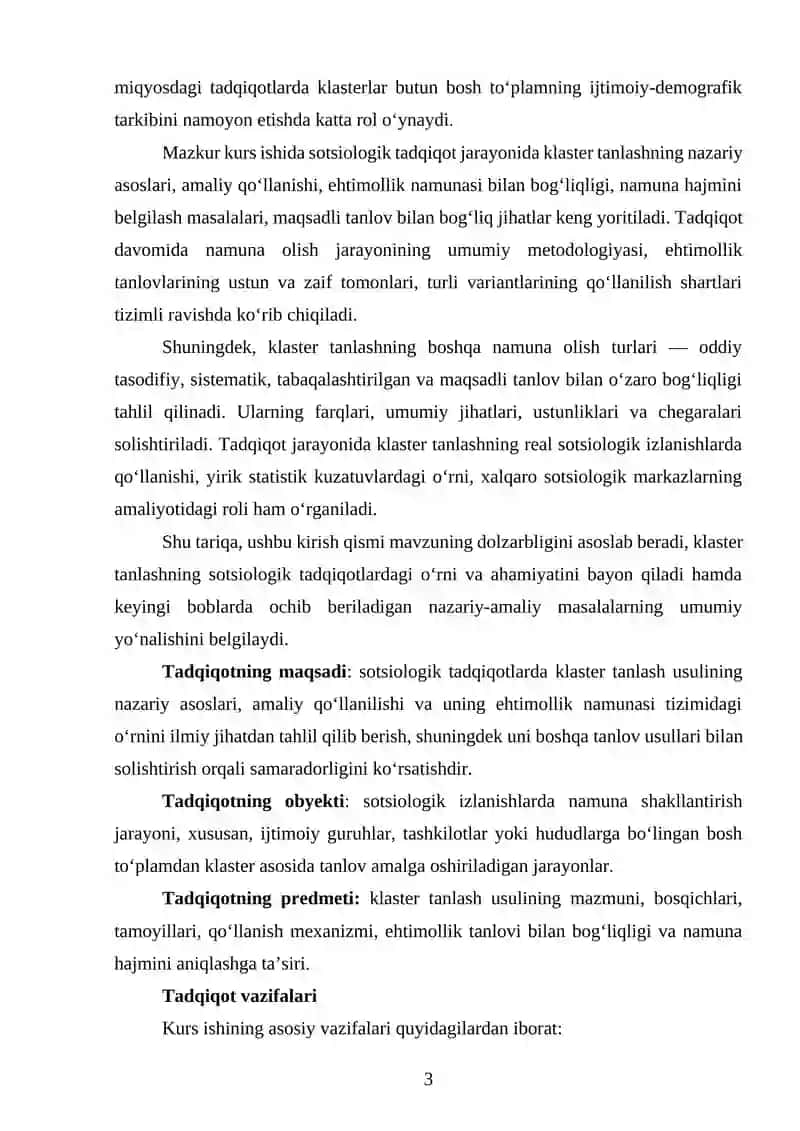 Sotsiologik tadqiqotlarda klaster tanlash 3