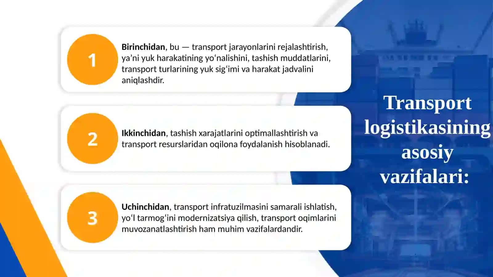 TIJORAT VA SERVIS LOGISTIKASIDA TRANSPORT LOGISTIKASI 3