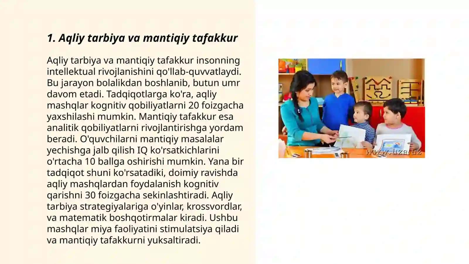 Oʻquvchilarning aqliy tarbiyasi 3