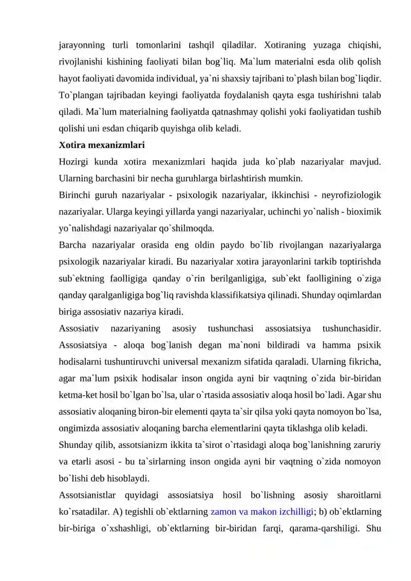 Xotira Turlari Va Uning Jarayonlari 3