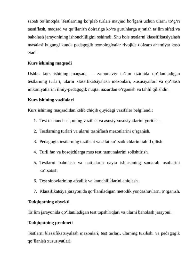 Testlashtirish sohalari va muammolari 3