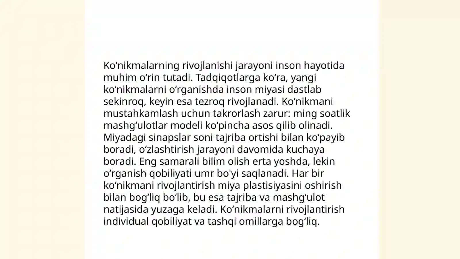 Koʻnikmalarning rivojlanishi jarayoni 3