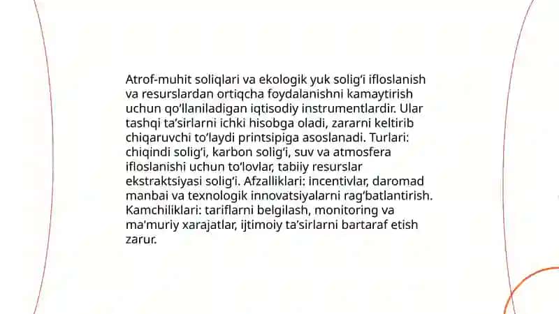 Atrof-muhit soliqlari va ekologik yuk solig'i 3