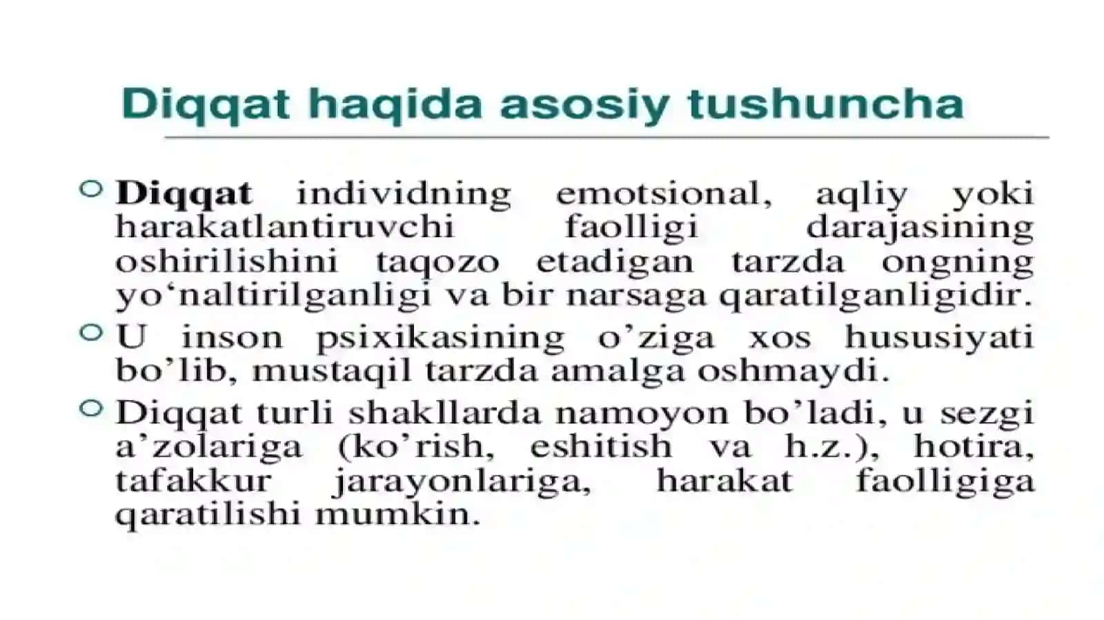 Diqqat va uning turlari va vazifasi 3