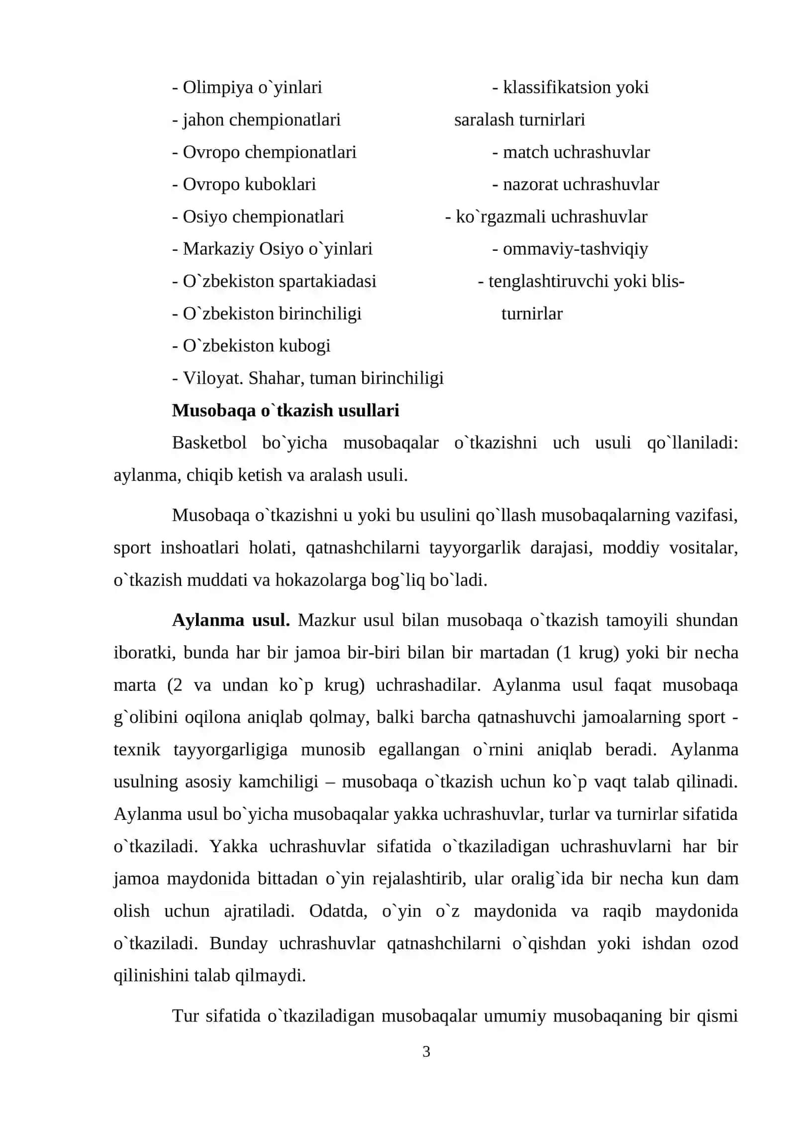 Musobaqalarni tashkil qilish va o`tkazish 3