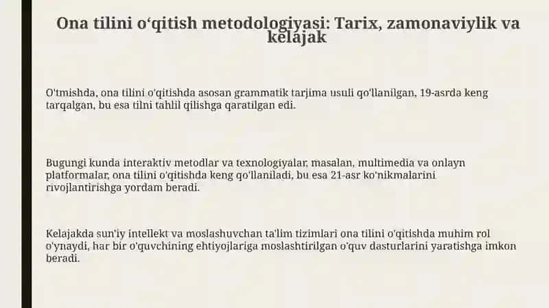 Ona Tili va Unioʻqitish Metodikasi 3