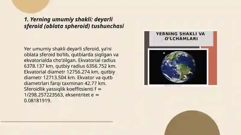 YERNING SHAKLI VA OʻLCHAMLARI HAQIDA TUSHUNCHA 3