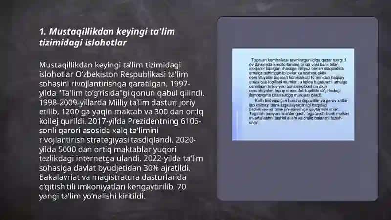 Òzbekiston Respublikasida talim sohasida amalga oshirilgan islohotlar 3