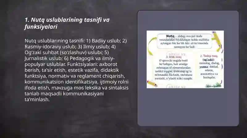 Nutq uslublari, badiiy soʻzlashuv, rasmiy idoraviy uslublar 3