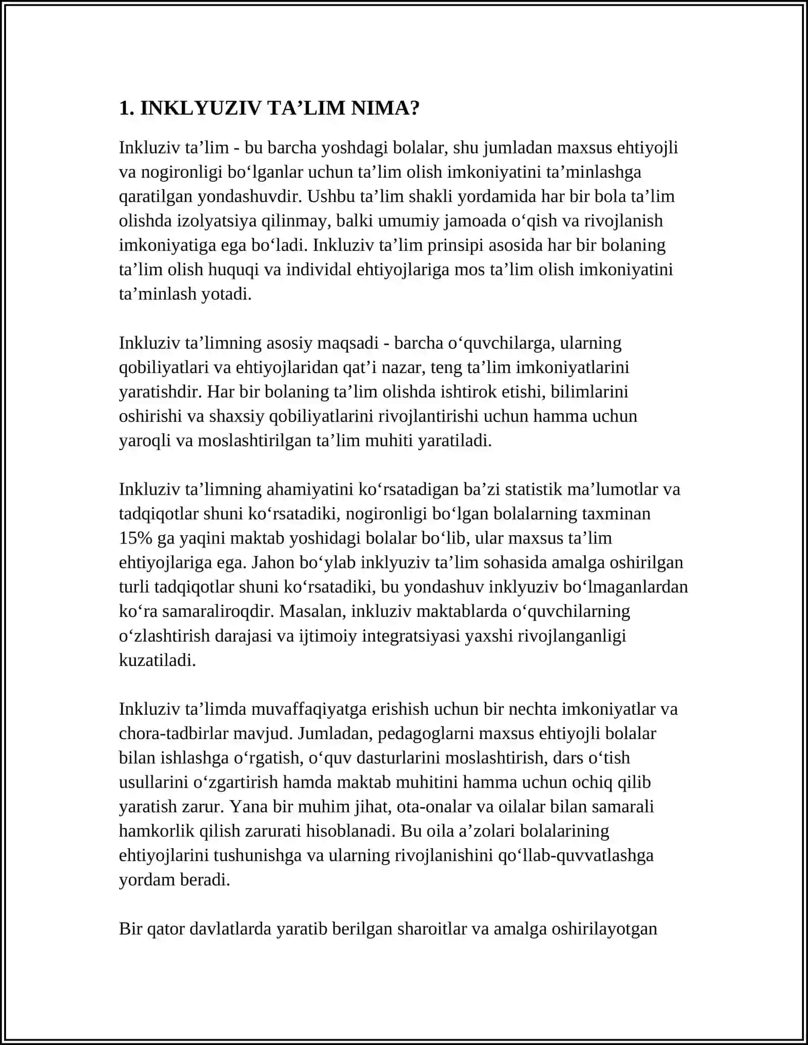 INKLYUZIV TAʼLIM JARAYONIDA PISIXALAGIK -PEDAGOGIK YONDASHUV 3