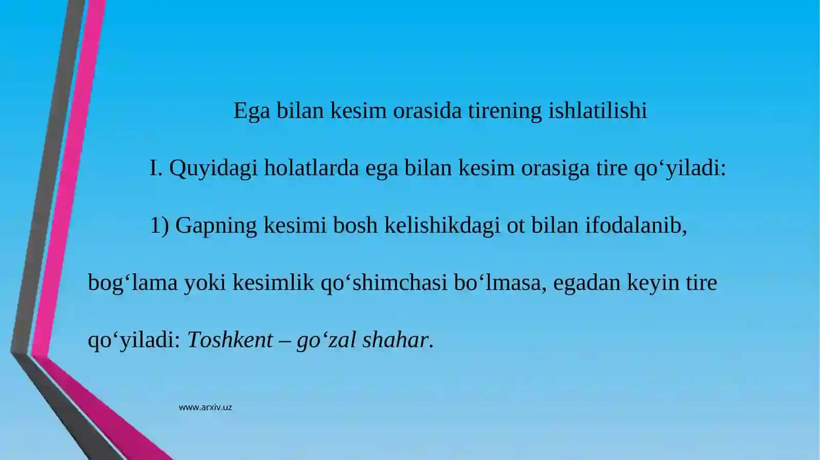 Ega va kesim orasida tirening qo`llanilishi 3