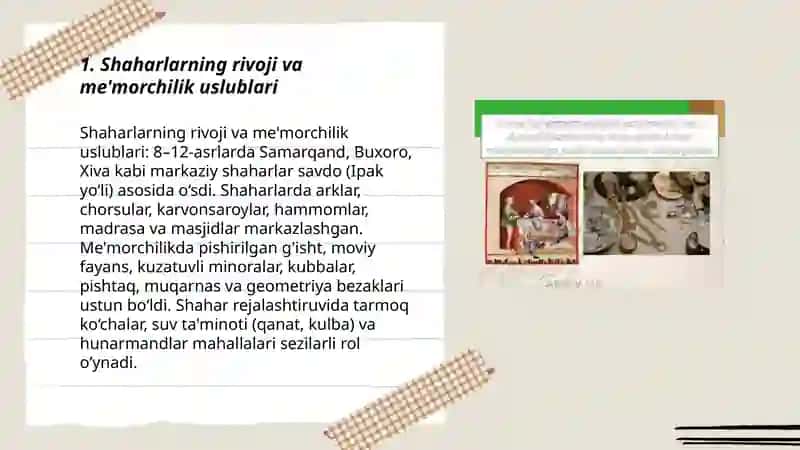 Shaharlarning rivoji va me'morchilik uslublari 3