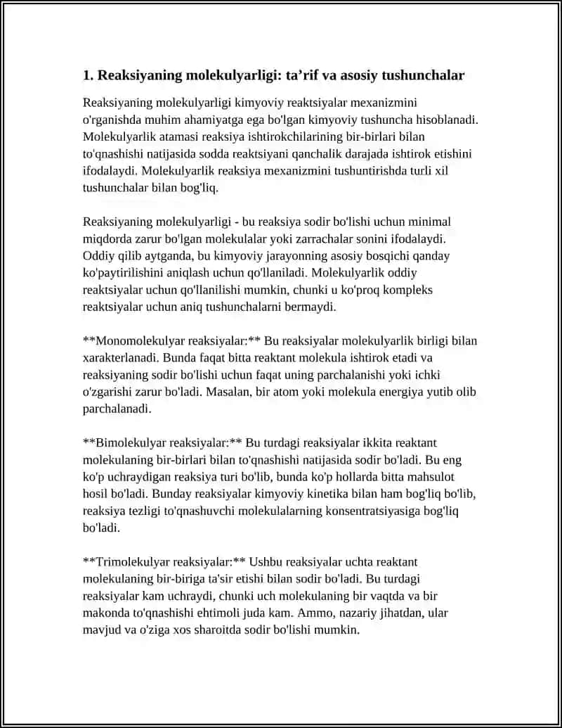 REAKSIYANING TARTIBLI MALEKULYARLIGI 3