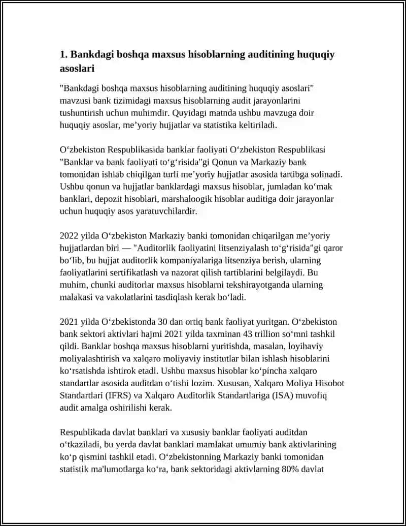 BANKDAGI BOSHQA MAXSUS SCHYOTLAR AUDITI 3
