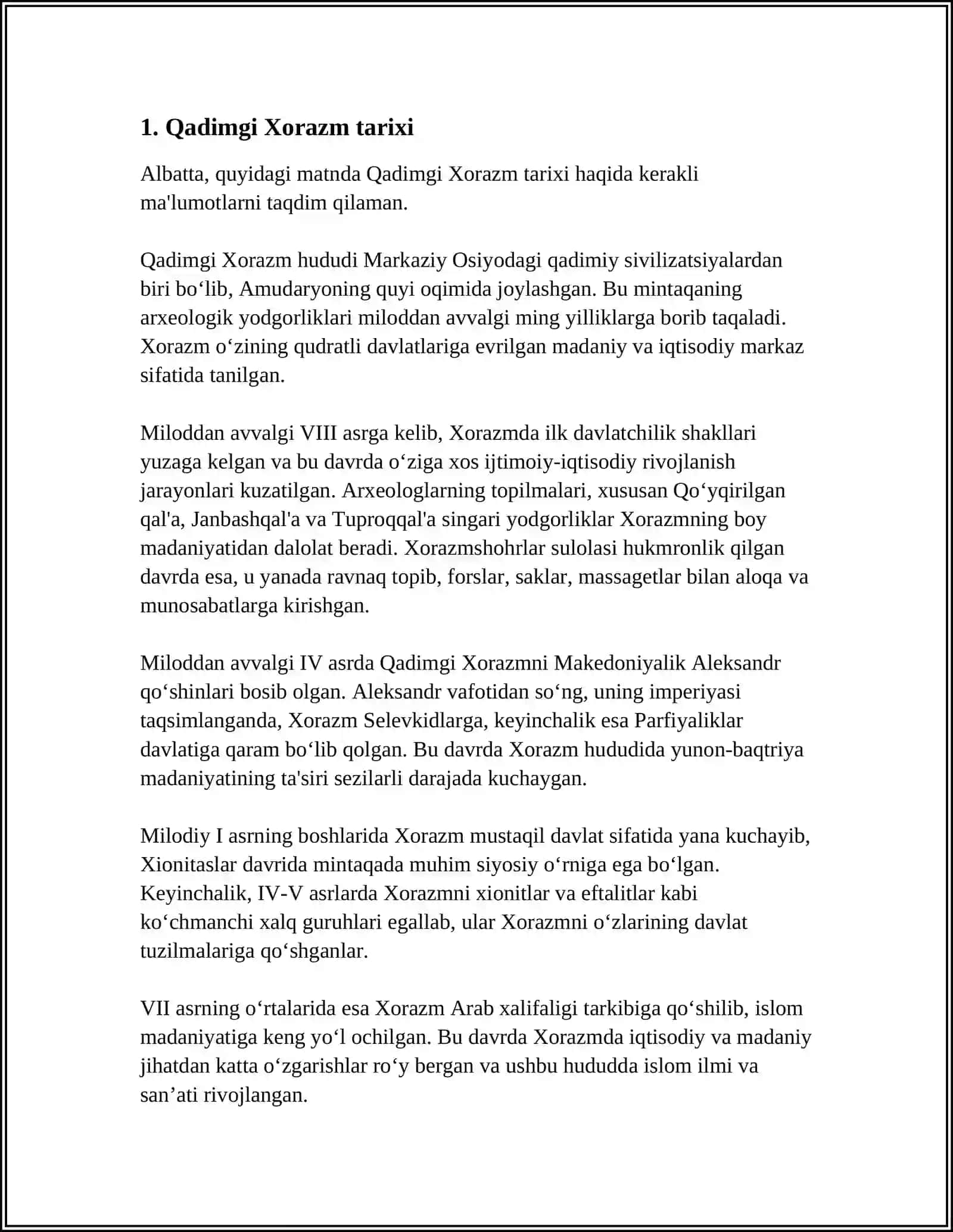 QADIMGI XORAZM YODGORLIKLARI VA ULARNING URGANILISHI 3