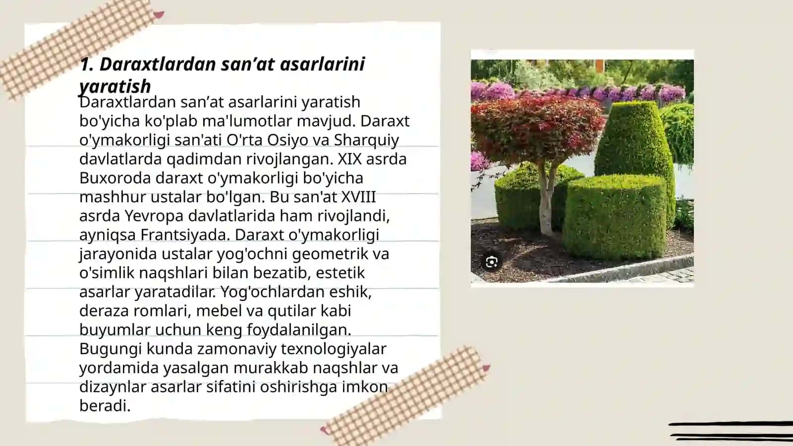 Daraxtlardan sanʼat asarlarini yaratish 3