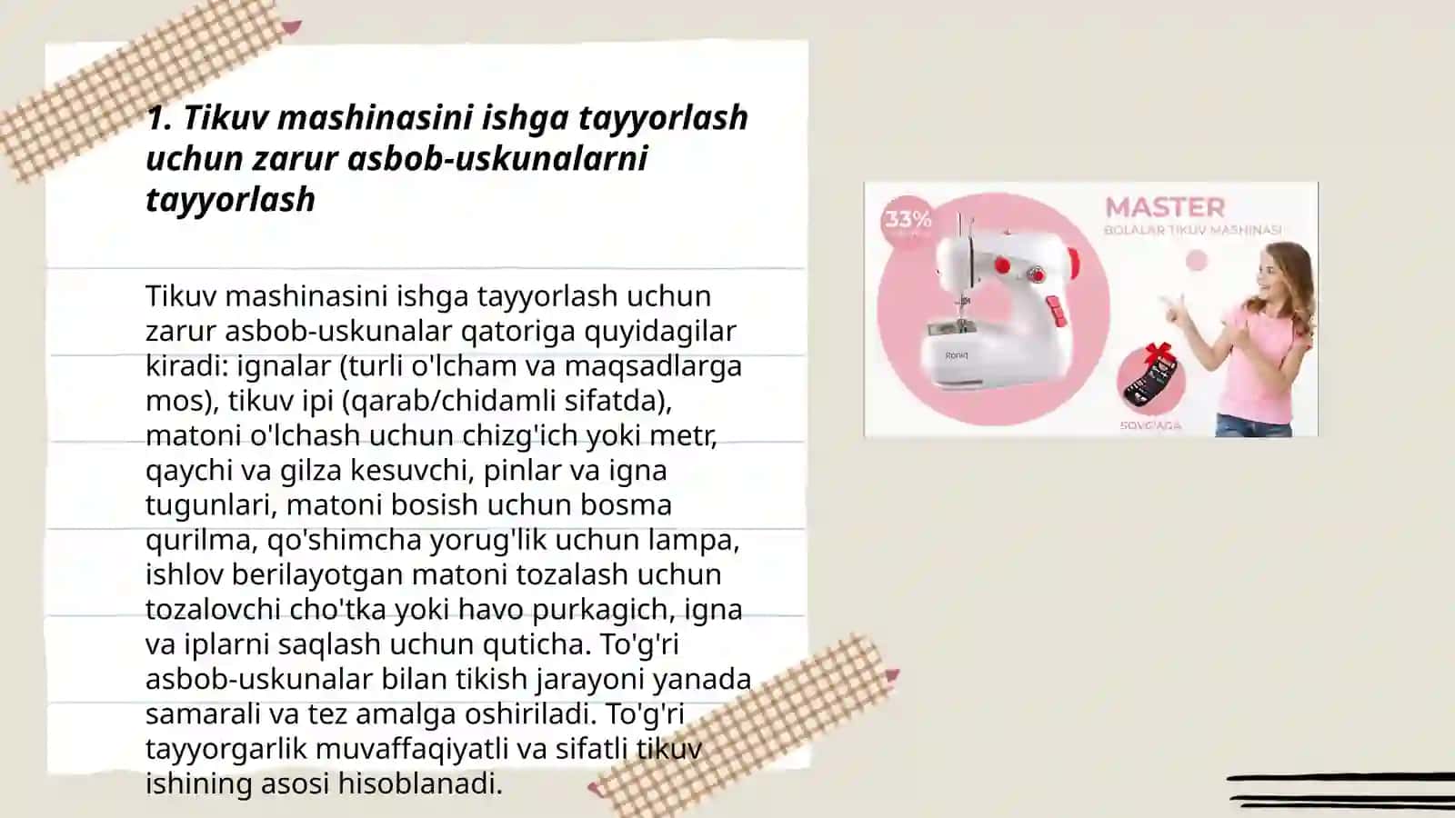 Tikuv mashinasini ishga tayyorlash 3