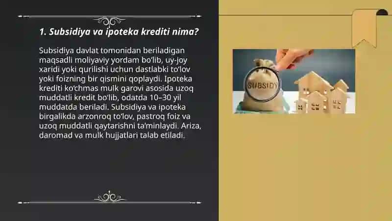 Subsidiya va ipoteka krediti 3
