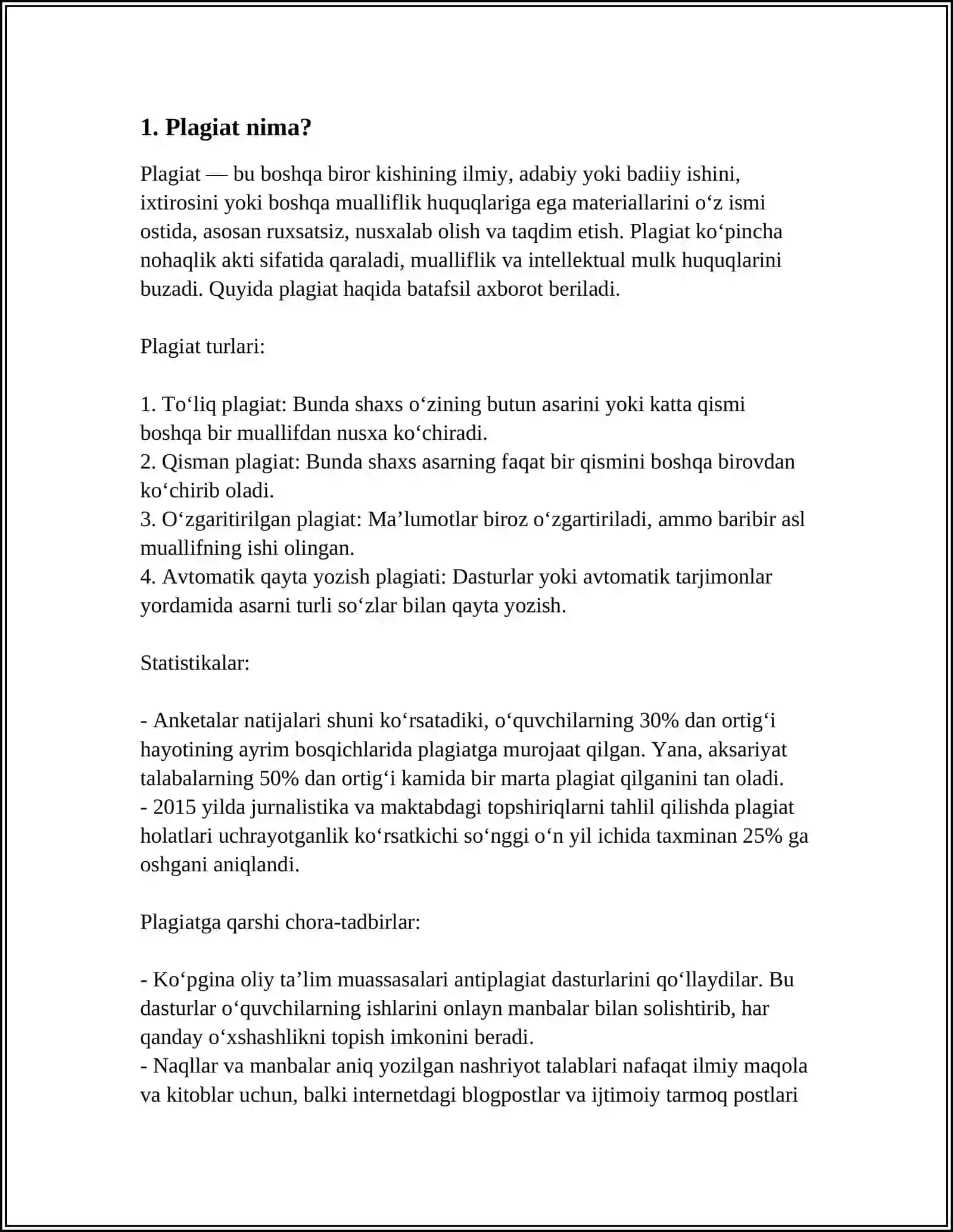 PLAGIATGA QARSHI DASTURLAR BILAN TANISHISH 3